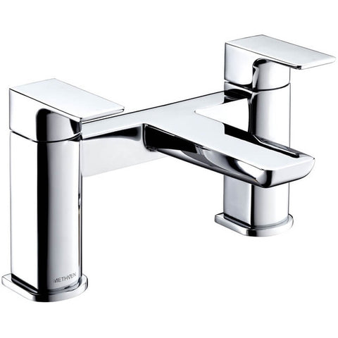 Methven Wai Twin Lever Bath Filler Tap with Chrome and Matte Black Finishes