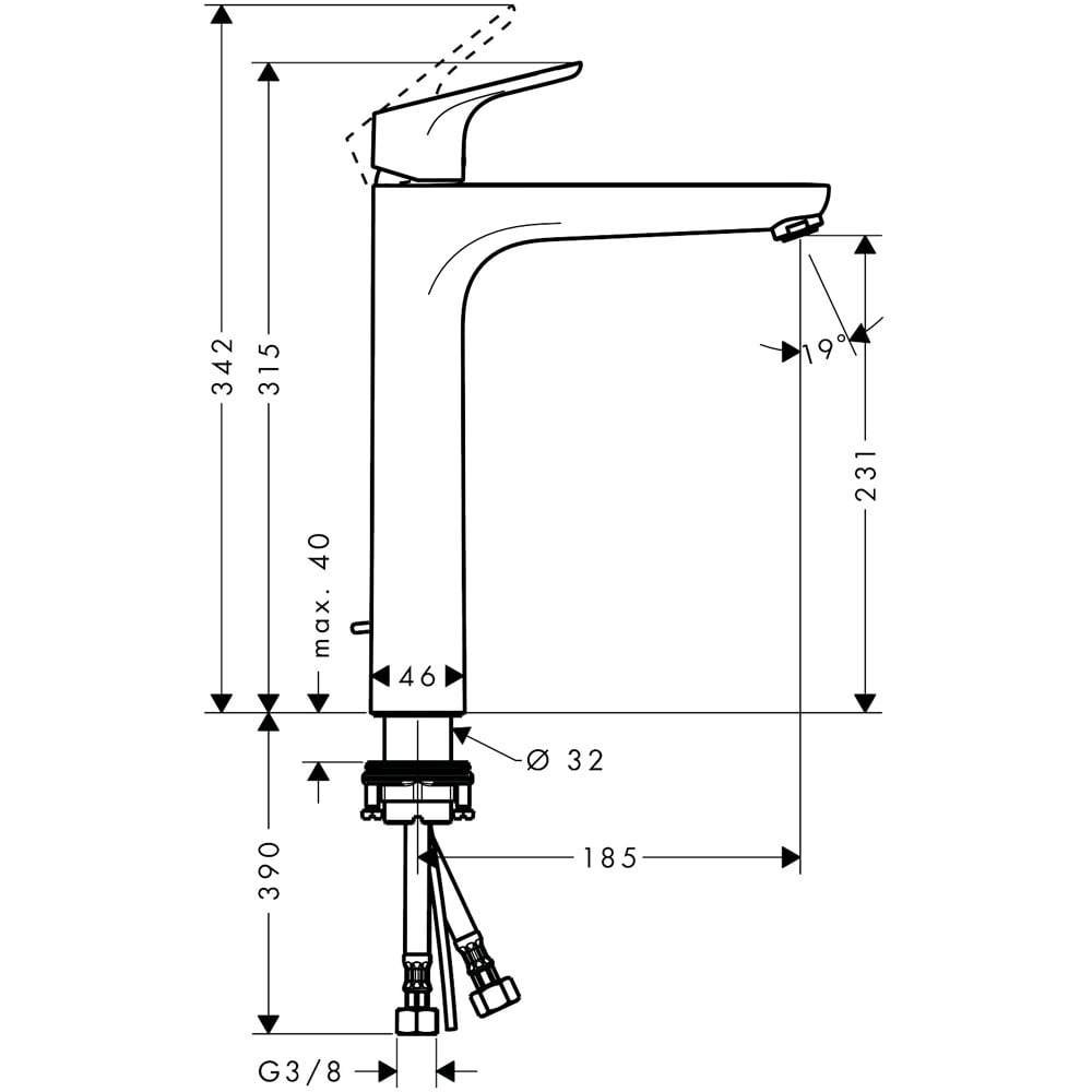 Hansgrohe Focus Chrome Single Lever Basin Mixer Tap 230 With Pop-Up Waste