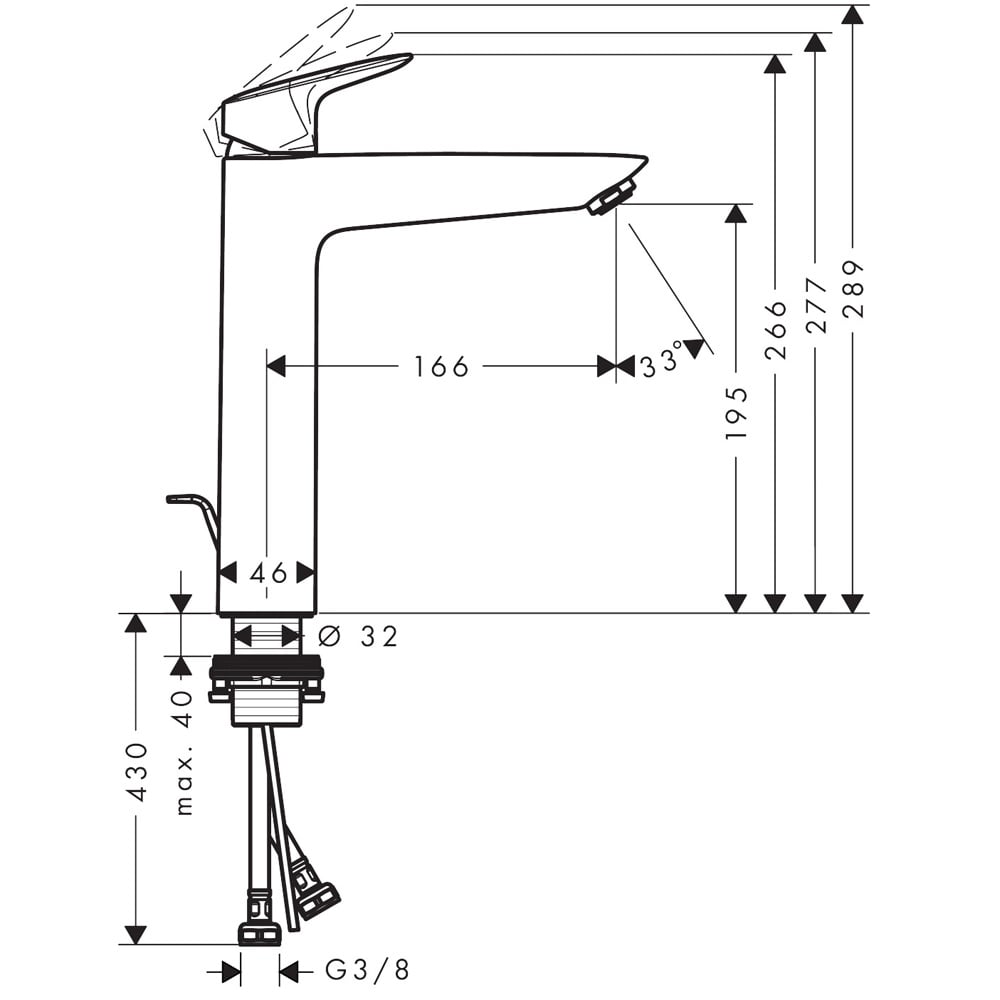Hansgrohe Logis Chrome Single Lever Basin Mixer Tap 190 With Pop-Up Waste & 2 Flow Rates