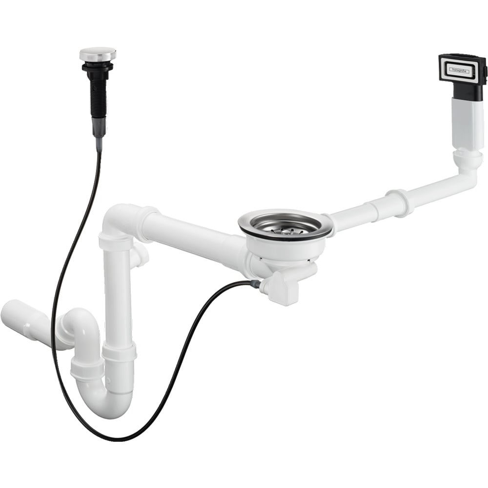 Hansgrohe D16-11 Chrome Automatic Waste and Overflow Set For Single Bowl Granite 43937000