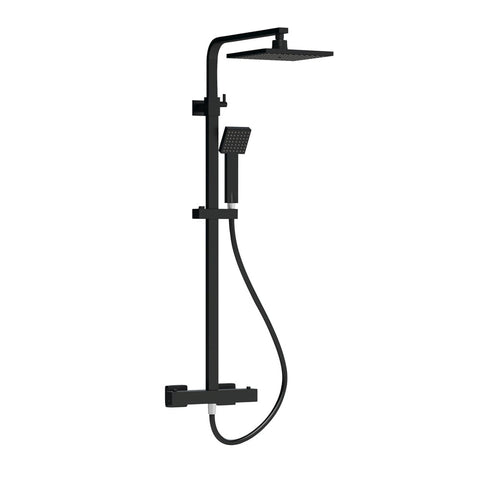 Nuie Matt Black Square Thermostatic Bar Valve & Shower Kit - JTY486