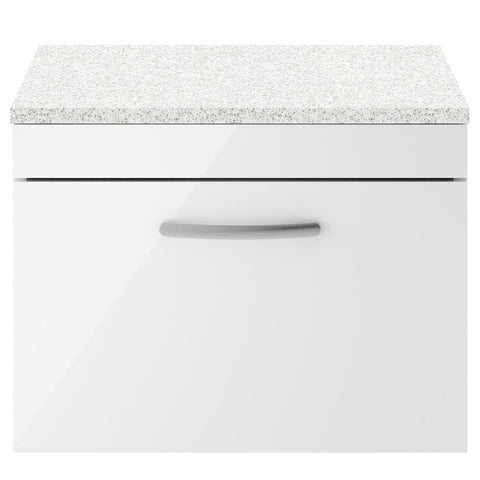 Nuie Athena Gloss White 600mm Wall Hung Vanity Unit With White Worktop ATH041LSW