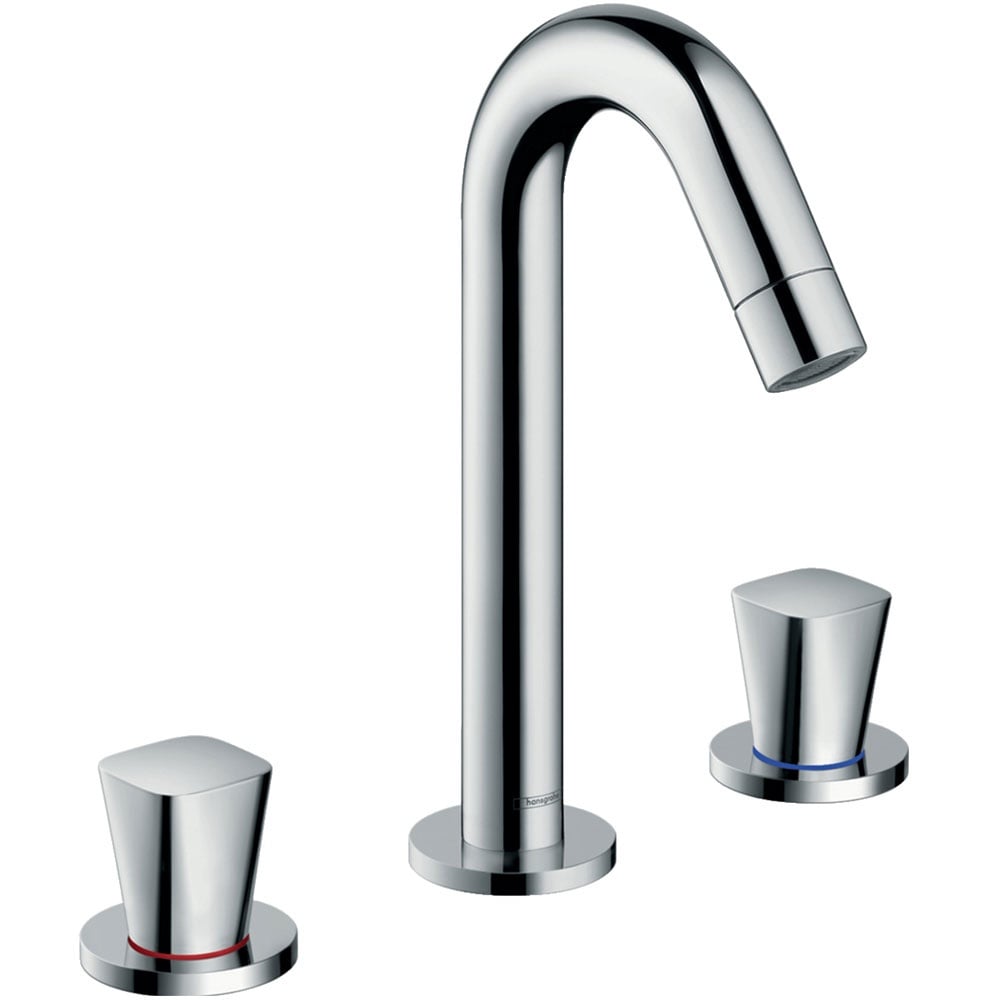 Hansgrohe Logis Chrome Twin Lever 3-Hole Basin Mixer Tap 150 With Pop-Up Waste