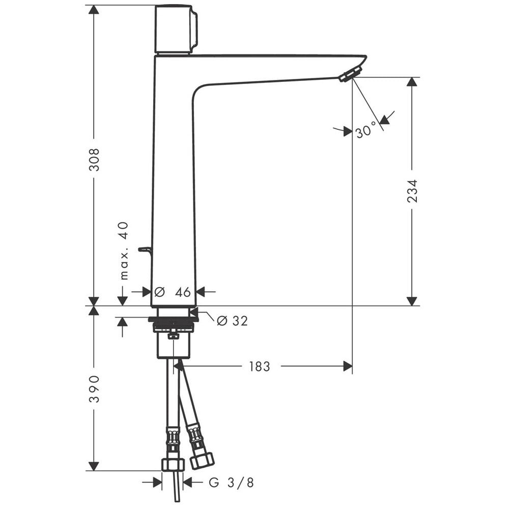 Hansgrohe Talis Select E Chrome Basin Mixer Tap 240 With Pop-Up Waste