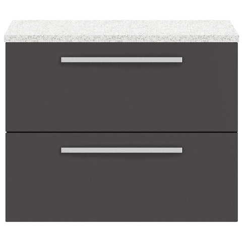 Hudson Reed Quartet Gloss Grey 720mm Cabinet & White Worktop QUA006LSW