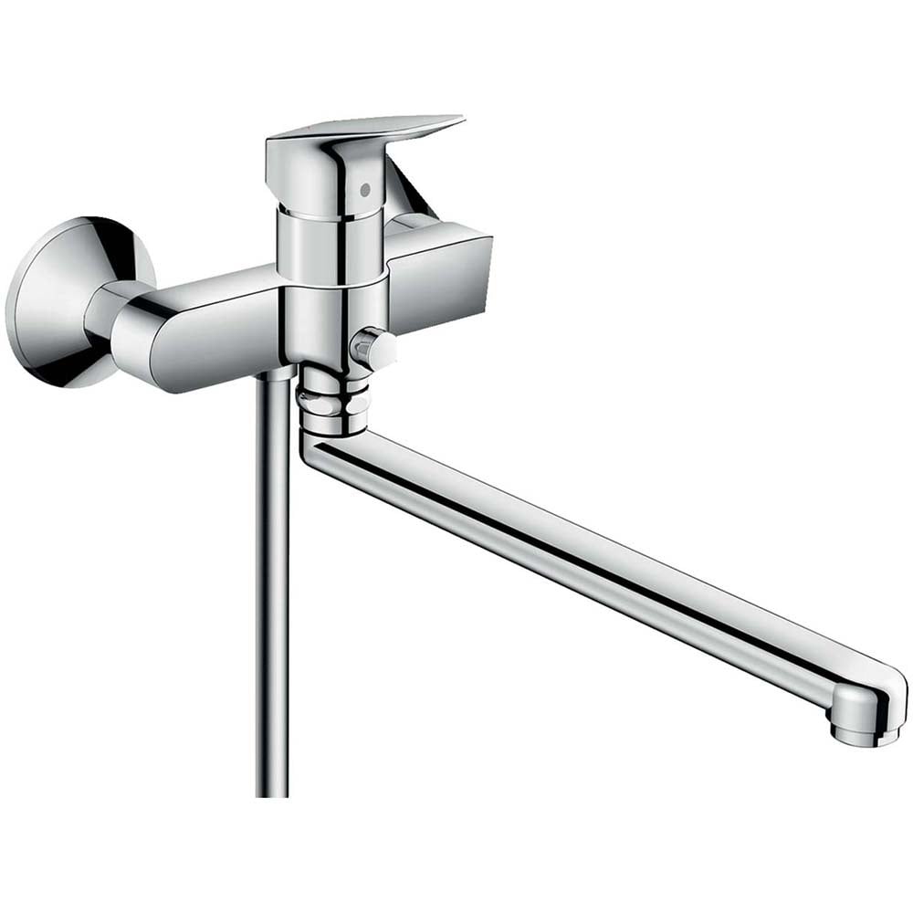 Hansgrohe Logis Chrome Single Lever Manual Bath Mixer Tap With Long Spout