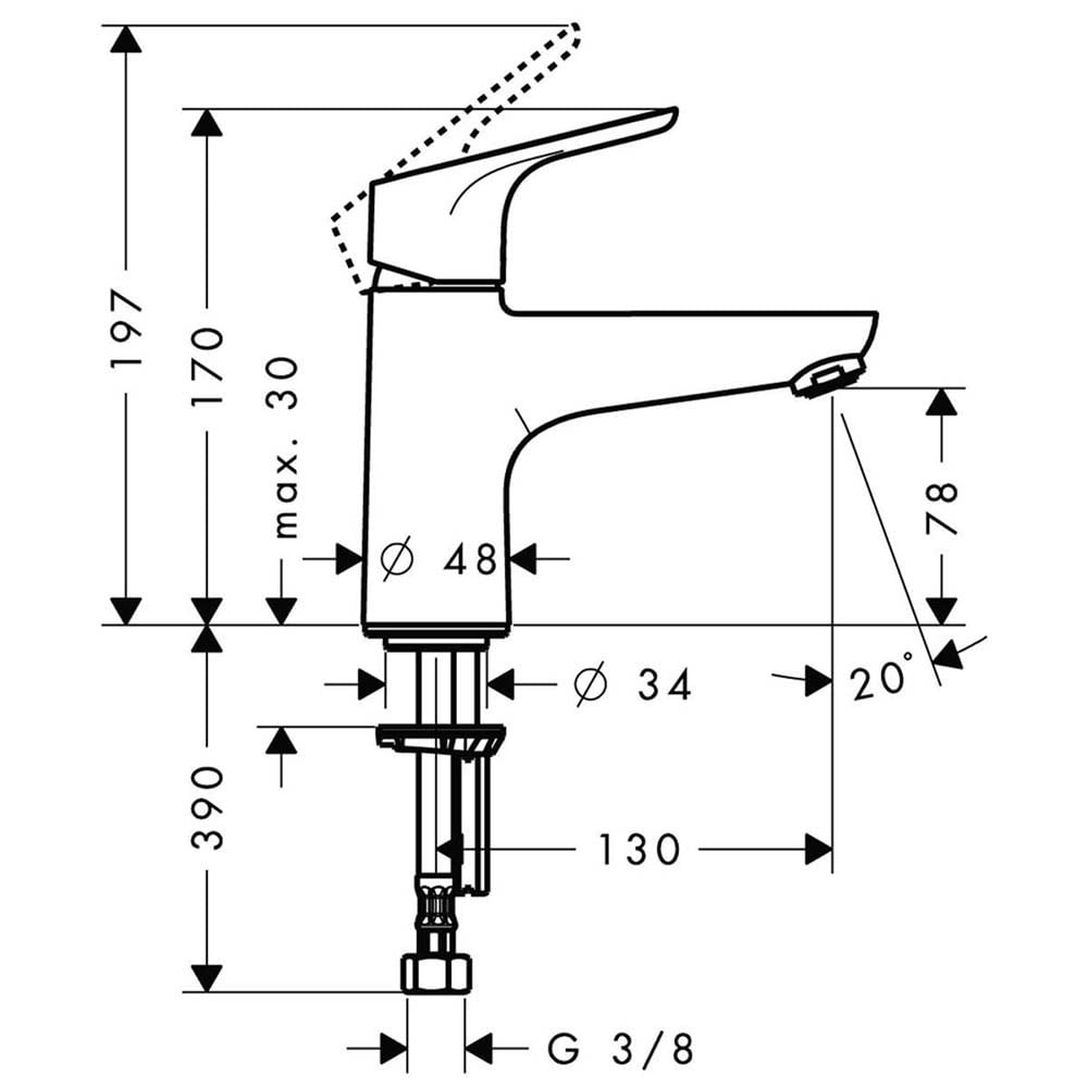 Hansgrohe Focus Chrome Monotrou Single Lever Manual Bath Mixer Tap