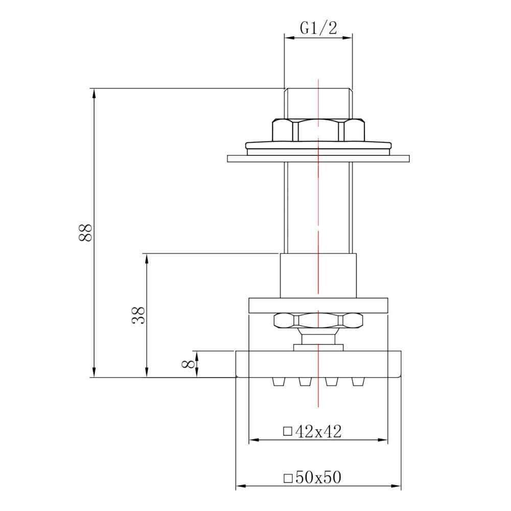 Hudson Reed Art Thermostatic Shower Valve, Square Head 200mm, Arm & 4 Body Jets