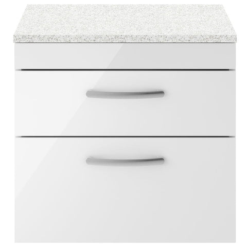 Nuie Athena Gloss White 600mm Wall Hung Vanity With White Worktop ATH048LSW
