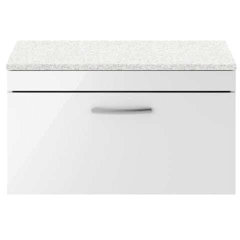 Nuie Athena Gloss White 800mm Wall Hung Vanity With White Worktop ATH062LSW