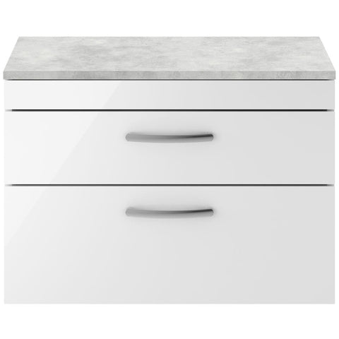Nuie Athena Gloss White 800mm Wall Hung Vanity With Grey Worktop ATH069LBG