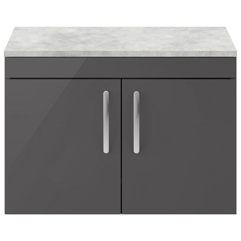Nuie Athena Gloss Grey 800mm Wall Hung Cabinet With Grey Worktop ATH101LBG