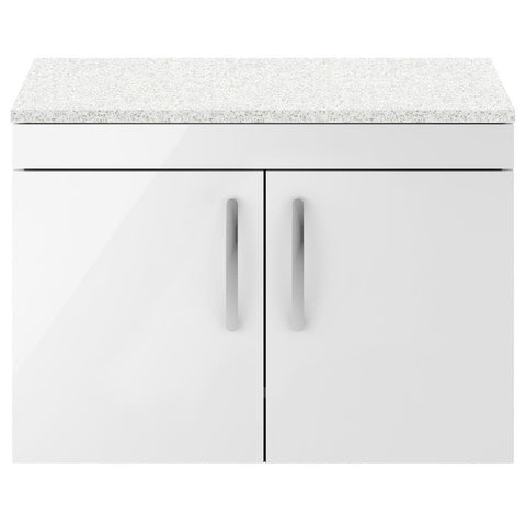 Nuie Athena Gloss White 800mm Wall Hung Cabinet With White Worktop ATH102LSW