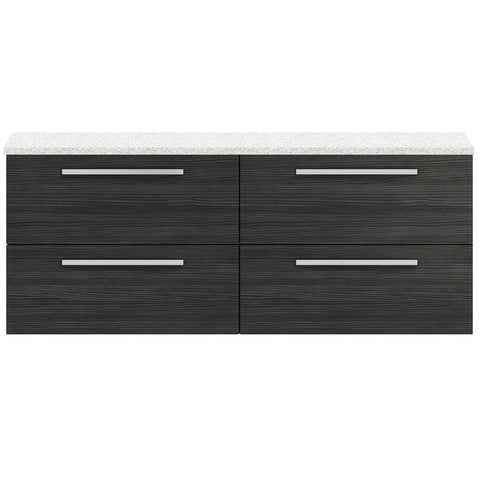 Hudson Reed Quartet Hacienda Black 1440mm Double Cabinet & Worktop QUA003LSW