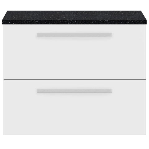 Hudson Reed Quartet Gloss White 720mm Cabinet & Black Worktop QUA005LSB