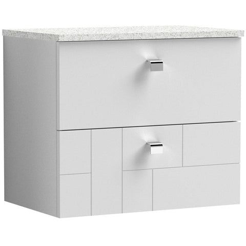 Nuie Blocks Satin White 600mm Wall Hung Vanity Unit & White Worktop - BLO102LSW