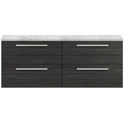 Hudson Reed Quartet Hacienda Black 1440mm Double Cabinet & Worktop QUA003LBG