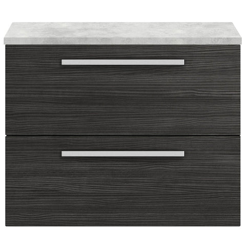 Hudson Reed Quartet Hacienda Black 720mm Cabinet & Grey Worktop QUA007LBG