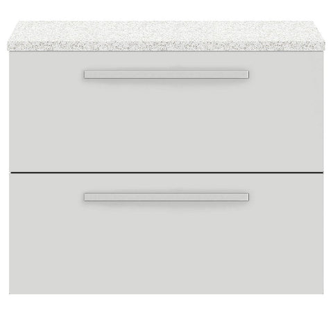Hudson Reed Quartet Gloss Grey Mist 720mm Cabinet & White Worktop QUA014LSW