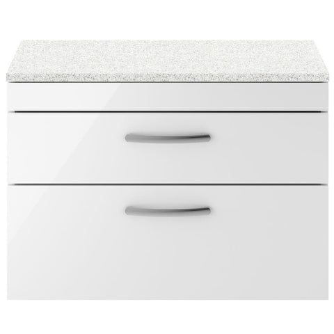 Nuie Athena Gloss White 800mm Wall Hung Vanity With White Worktop ATH069LSW
