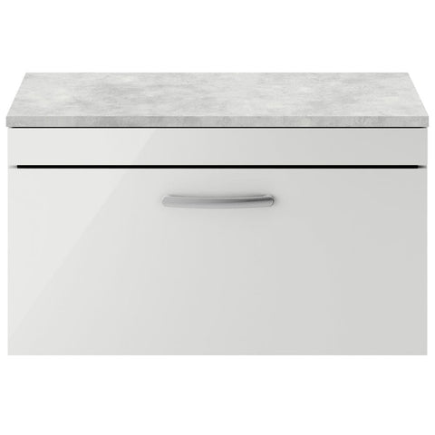 Nuie Athena Gloss Grey Mist 800mm Wall Hung Cabinet With Grey Worktop ATH113LBG