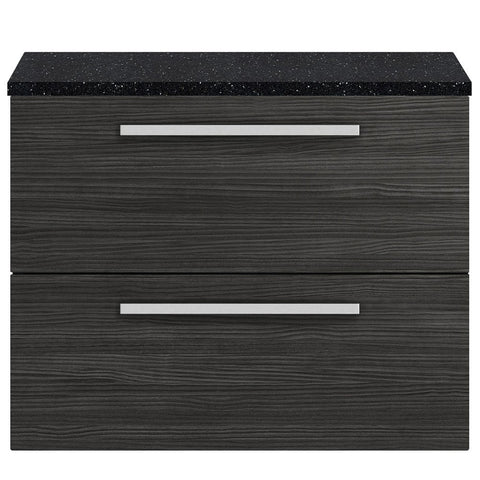 Hudson Reed Quartet Hacienda Black 720mm Cabinet & Black Worktop QUA007LSB