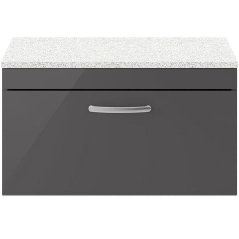 Nuie Athena Gloss Grey 800mm Wall Hung Cabinet With White Worktop ATH080LSW