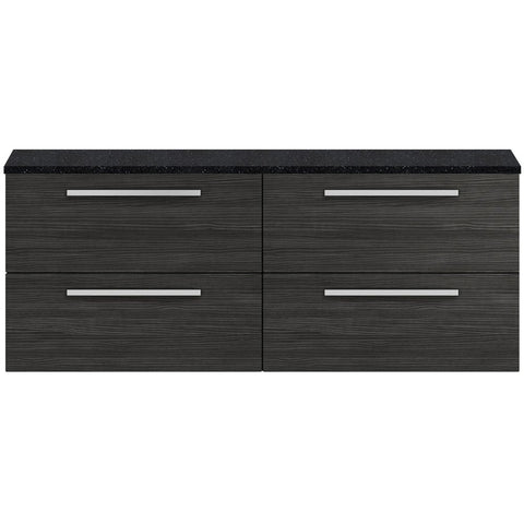 Hudson Reed Quartet Hacienda Black 1440mm Double Cabinet & Worktop QUA003LSB