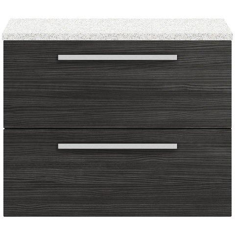 Hudson Reed Quartet Hacienda Black 720mm Cabinet & White Worktop QUA007LSW