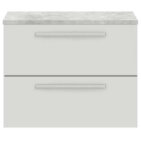 Hudson Reed Quartet Gloss Grey Mist 720mm Cabinet & Grey Worktop QUA014LBG
