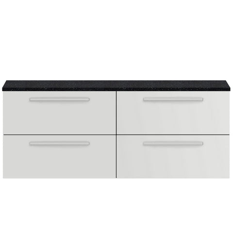 Hudson Reed Quartet Gloss Grey Mist 1440mm Double Cabinet & Worktop QUA015LSB