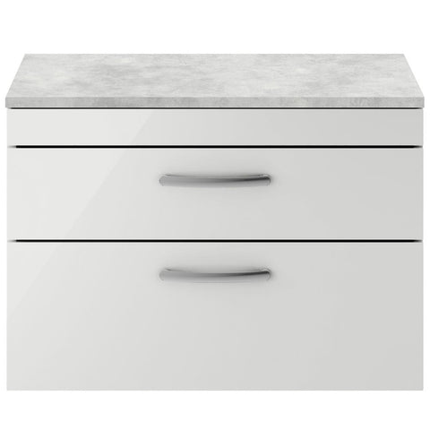 Nuie Athena Gloss Grey Mist 800mm Wall Hung Cabinet With Grey Worktop ATH114LBG