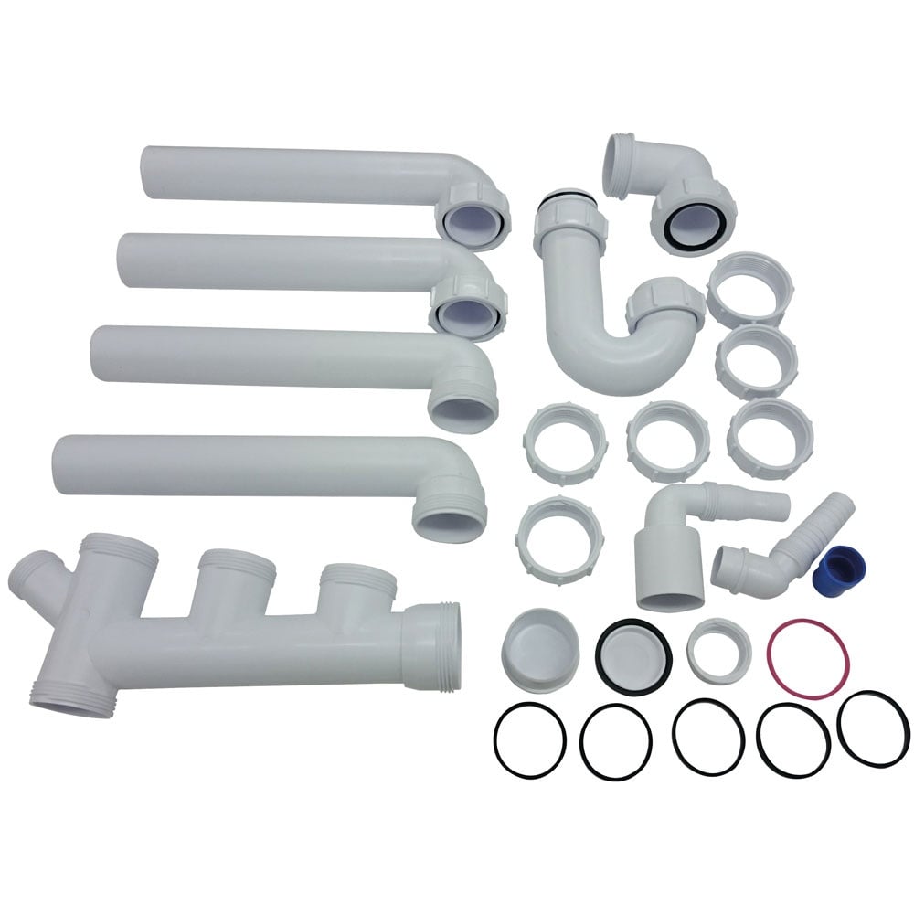 CDA White Universal Space Saver Plumbing Pack For Double Bowl Sink PP2