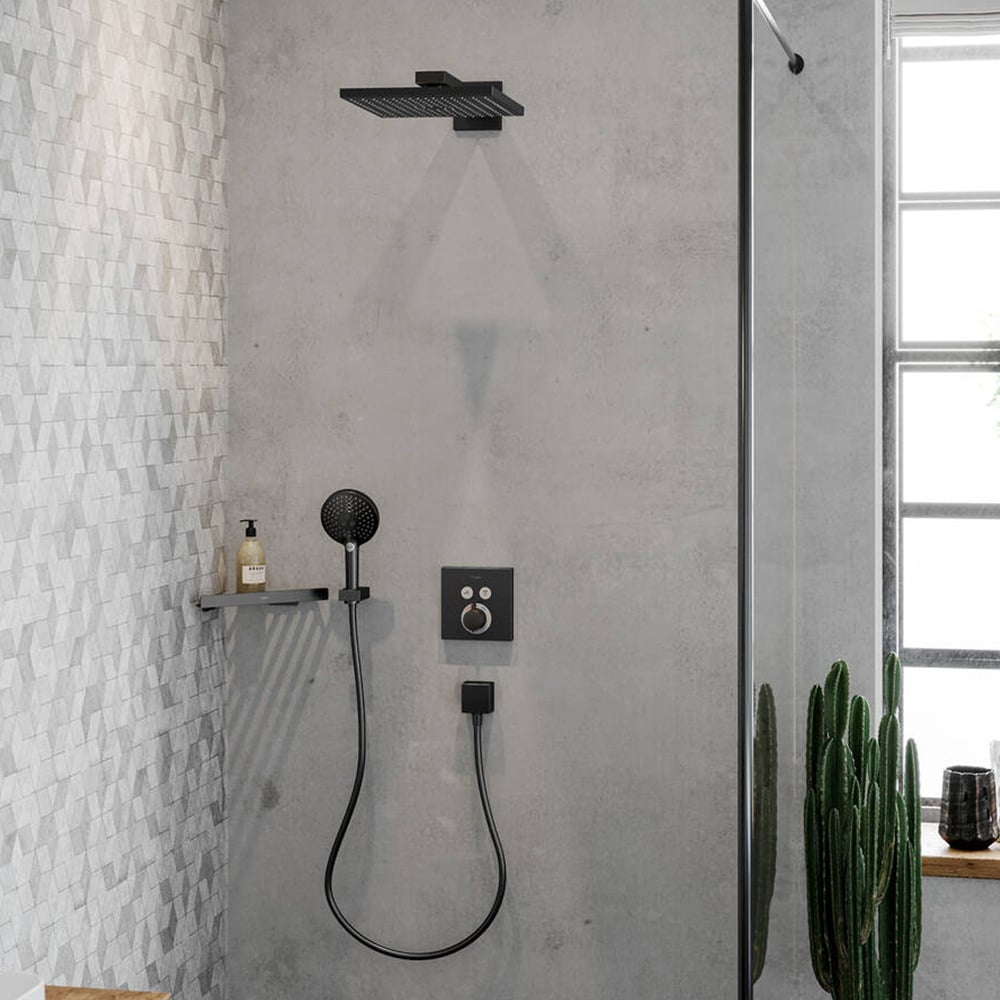 Hansgrohe Raindance E Brushed Black Chrome 300 1 Jet Overhead Shower& Shower Arm