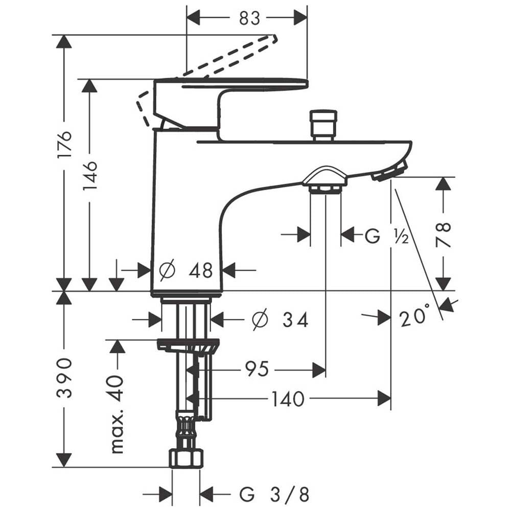 Hansgrohe Vernis Blend Chrome Monotrou Bath & Shower Mixer Tap With 2 Flow Rates