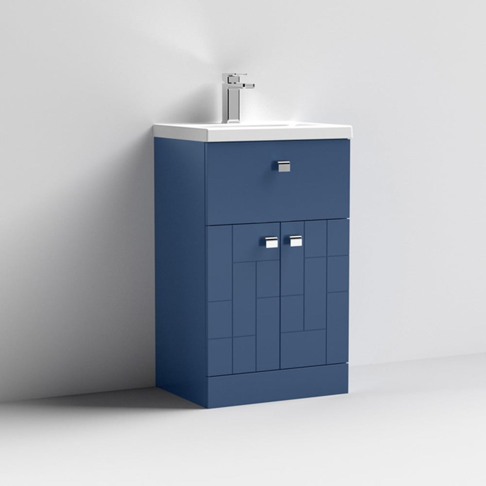 Nuie Blocks Satin Blue 500mm Floor Standing Vanity Unit & Basin 1 - BLO304A
