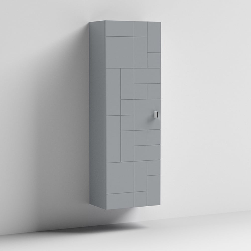 Nuie Blocks Satin Grey 400mm Wall Hung Single Door Tall Unit - MOF261A