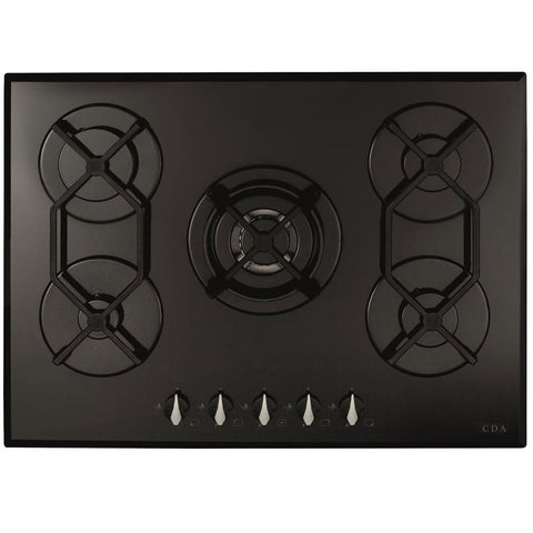 CDA Black Five Burner Gas on Glass Hob HVG721BL