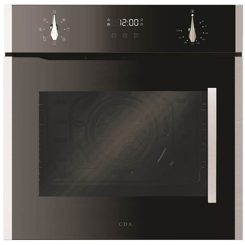 CDA Black & Steel Seven Function Electric Side Opening Single Oven SC621SS