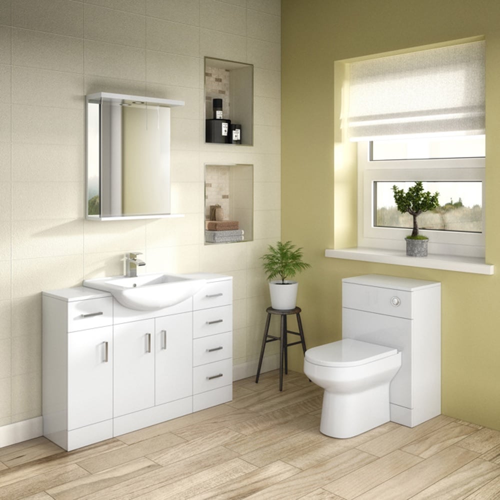 Nuie Mayford Gloss White Floor Standing 650mm Cabinet & Basin 2 - VTM650