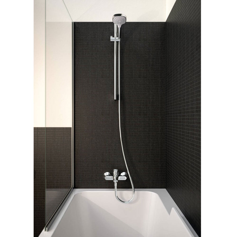 Hansgrohe Croma Select E White/Chrome Shower Set 110 Vario Ecosmart 9 L/min With Shower Rail 65cm