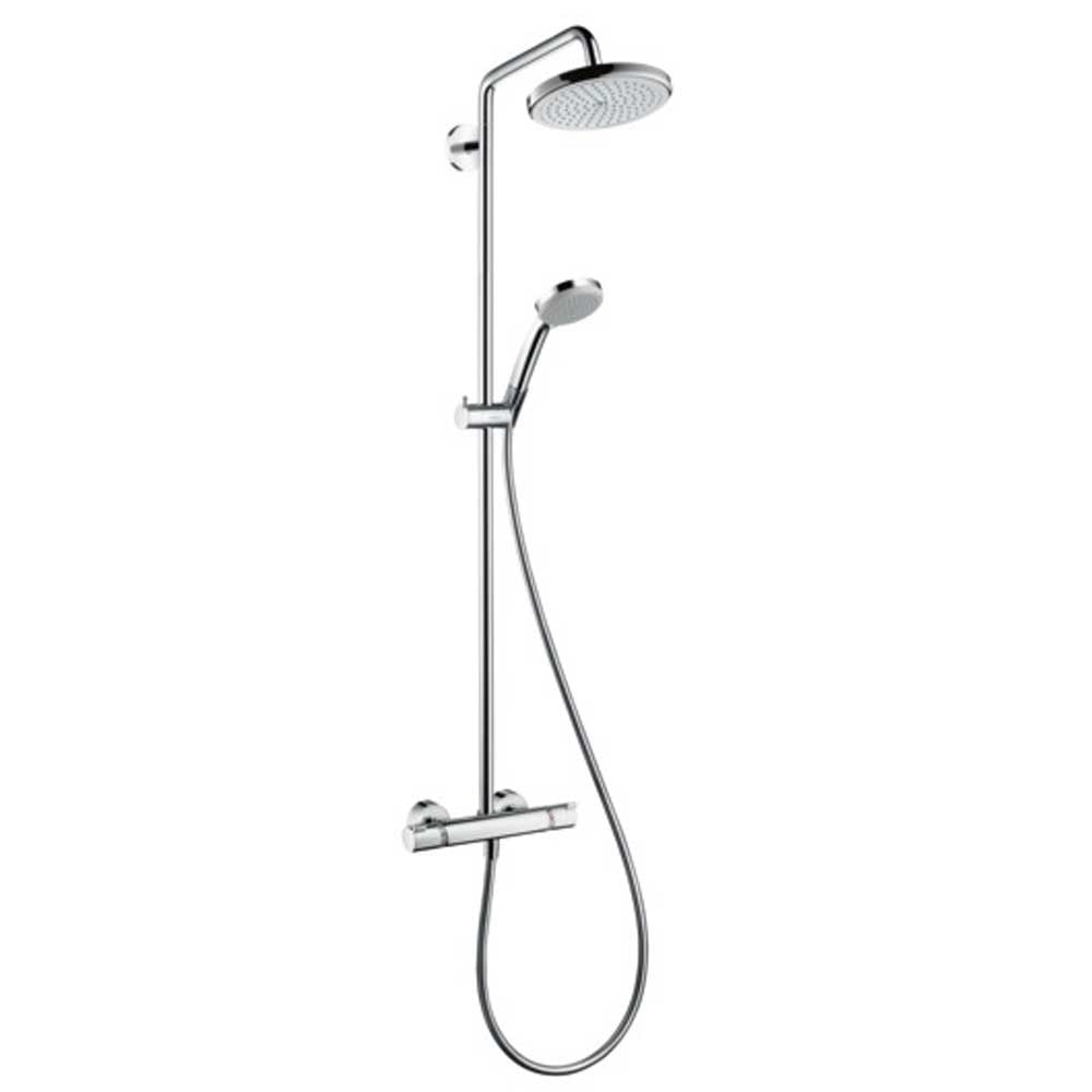 Hansgrohe Croma Chrome Showerpipe 220 1 Jet With Thermostatic Shower Mixer