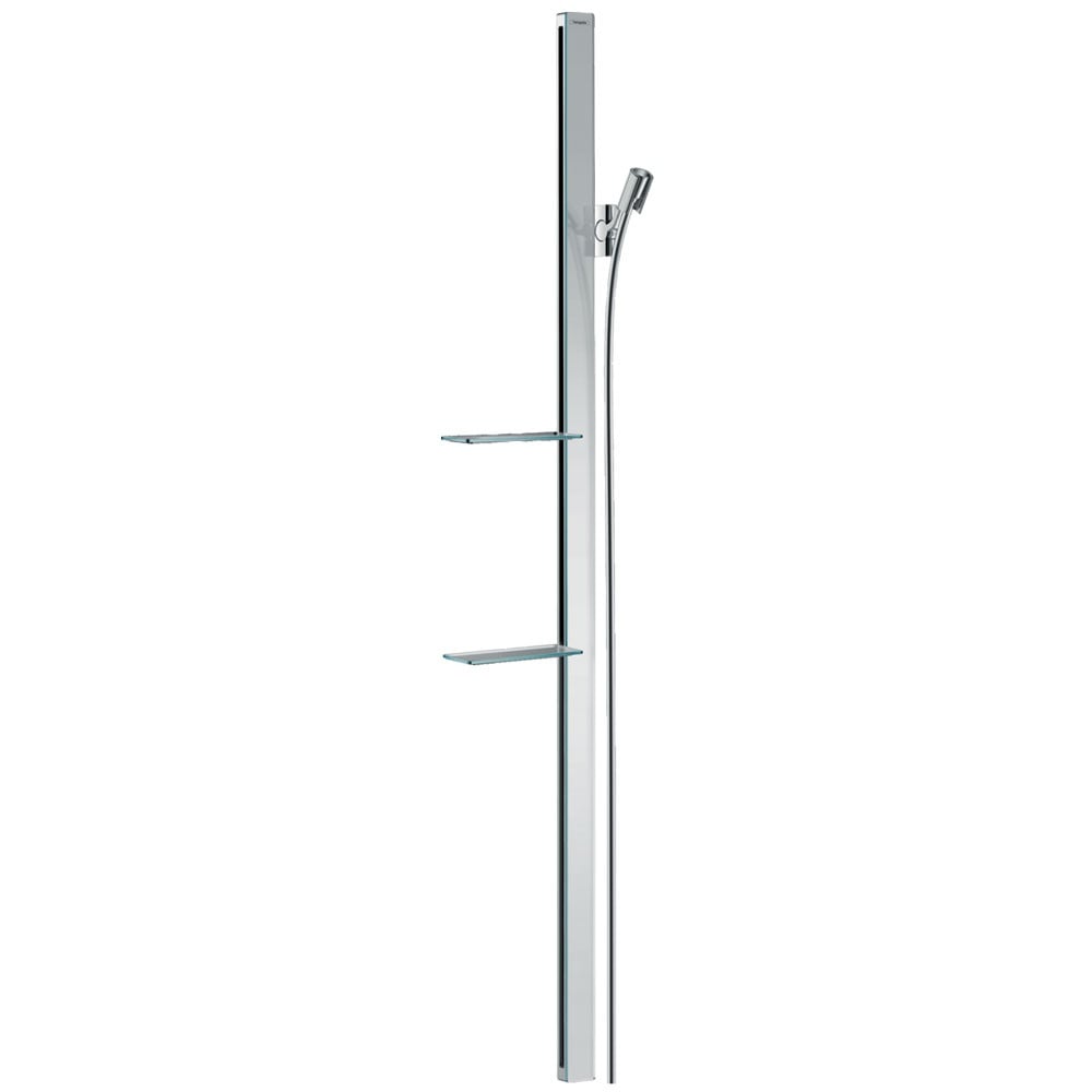 Hansgrohe Unica Chrome Shower Rail E 150cm With Isiflex Shower Hose & Shelves 160cm