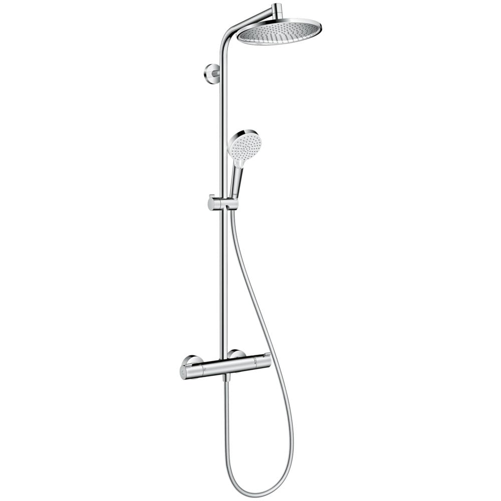 Hansgrohe Crometta S Chrome Showerpipe 240 1 Jet With Thermostatic Shower Mixer