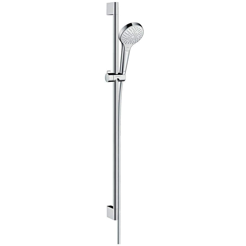 Hansgrohe Croma Select S White and Chrome Shower Set 110 Multi EcoSmart 9 l/min With Shower Rail 90cm