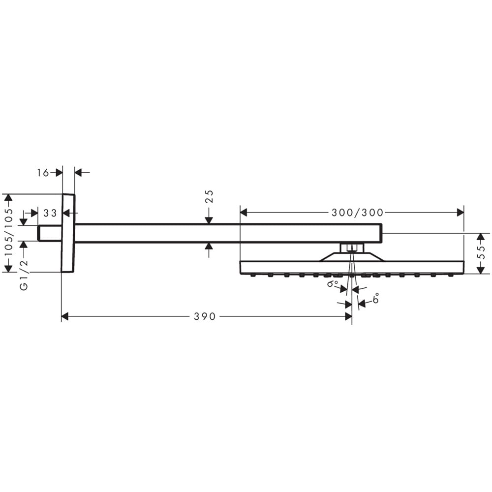 Hansgrohe Raindance E Chrome 300 1 Jet Overhead Shower & Shower Arm