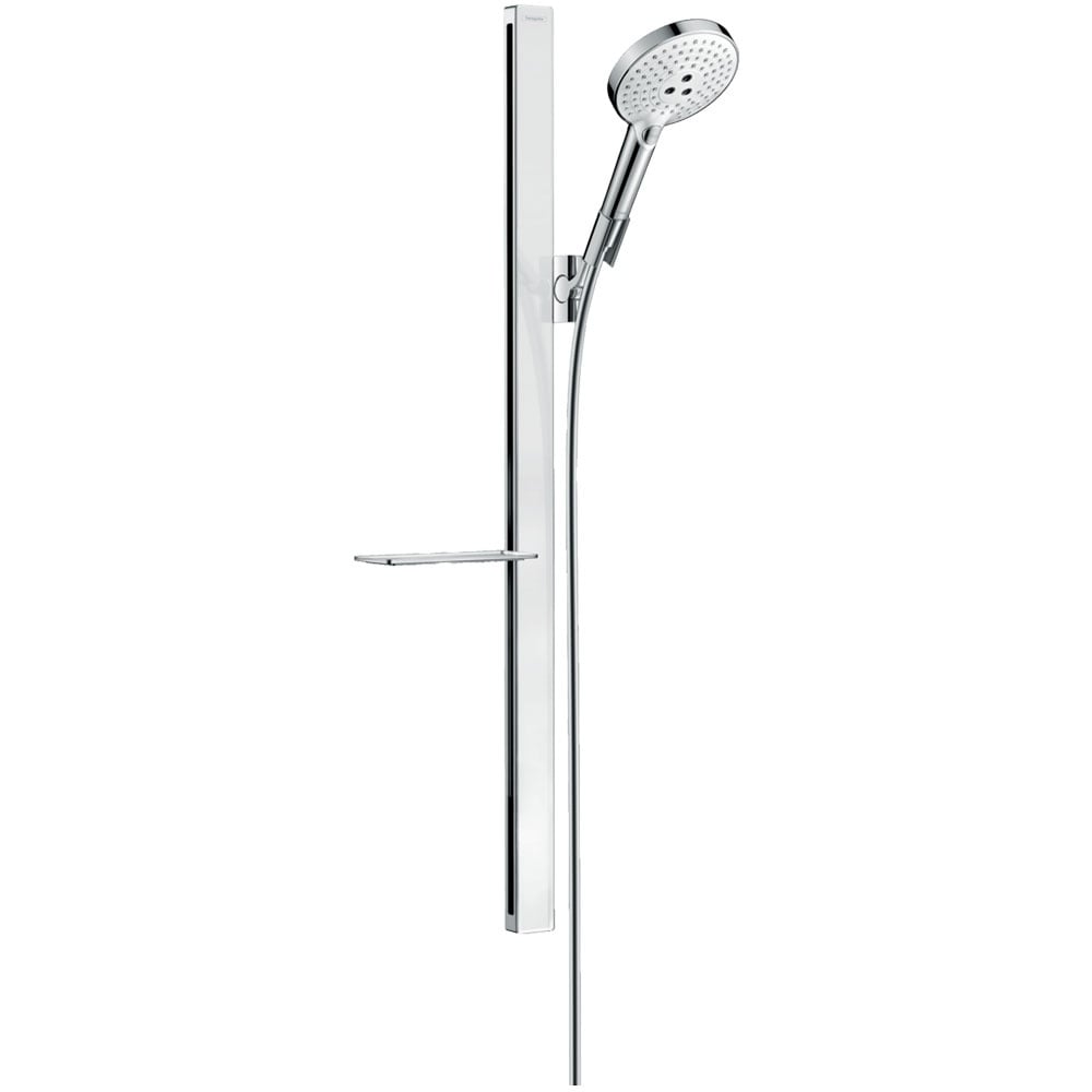 Hansgrohe Raindance Select S Chrome 120 3 Jet Shower Set With Unica'E Shower Rail 90cm & Shelf