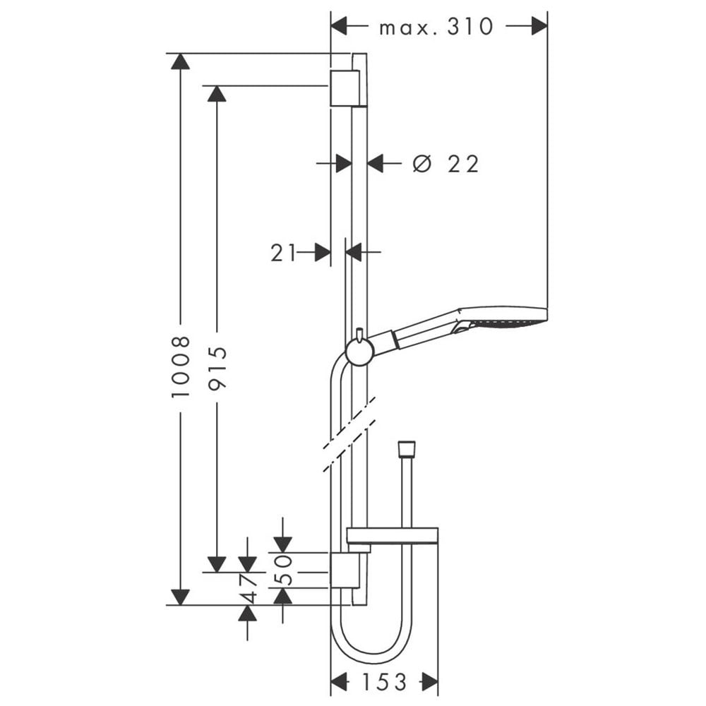 Hansgrohe Raindance Select S Shower Set 120 3 Jet PowderRain With Shower Rail 90cm