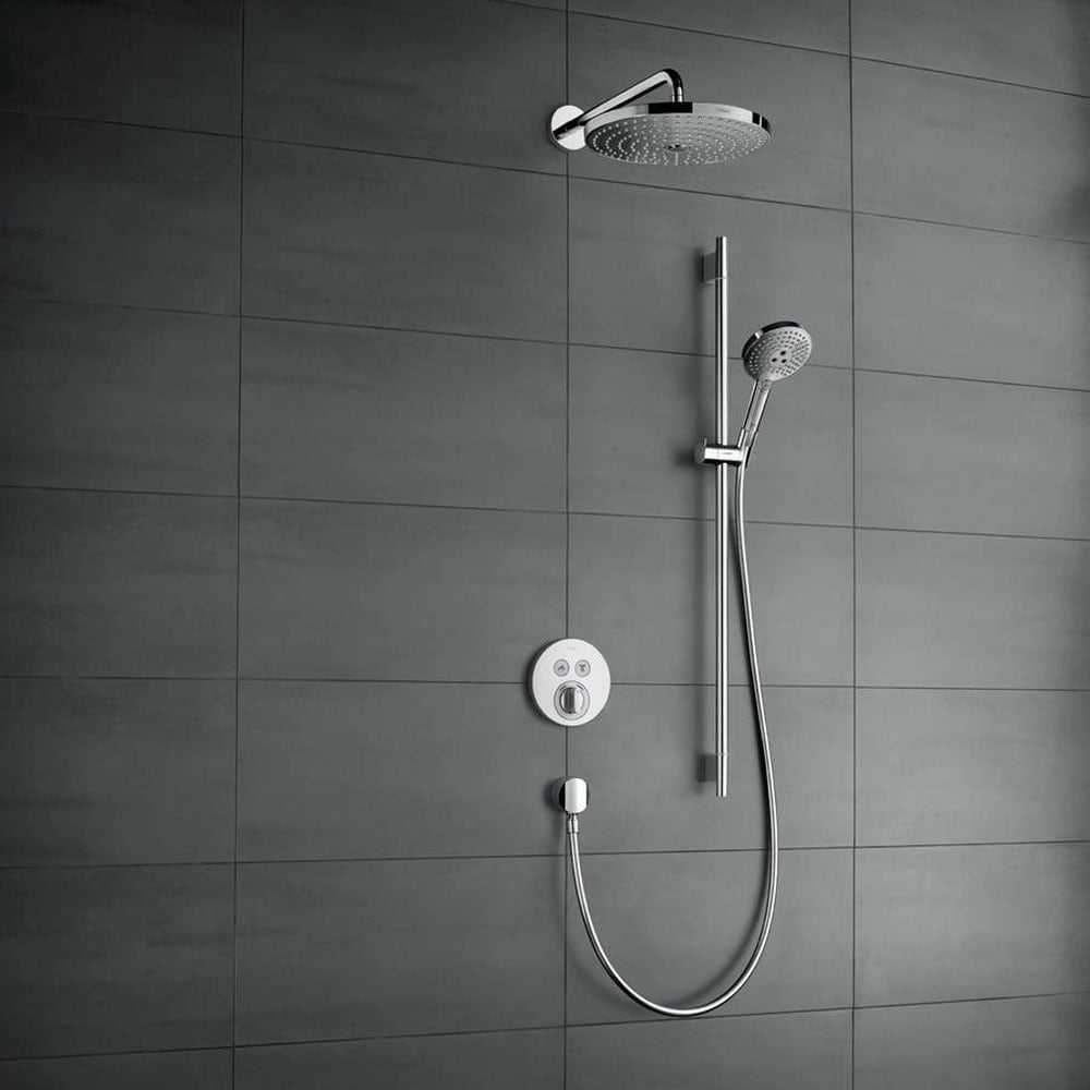 Hansgrohe Raindance Select S Chrome Shower Set 120 3 Jet EcoSmart 9 l/min with Shower Rail 90 cm & Soap Dish