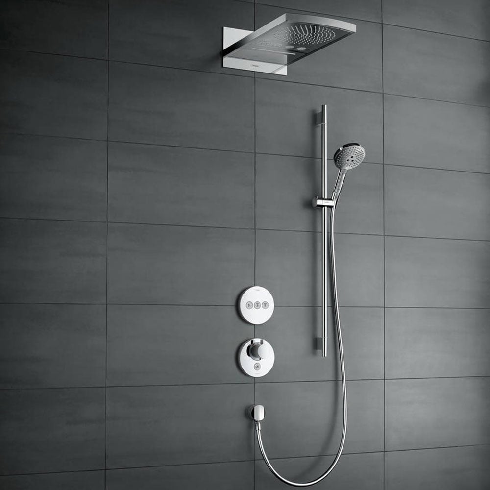Hansgrohe Raindance Select S Chrome Shower Set 120 3 Jet EcoSmart 9 l/min with Shower Rail 90 cm & Soap Dish